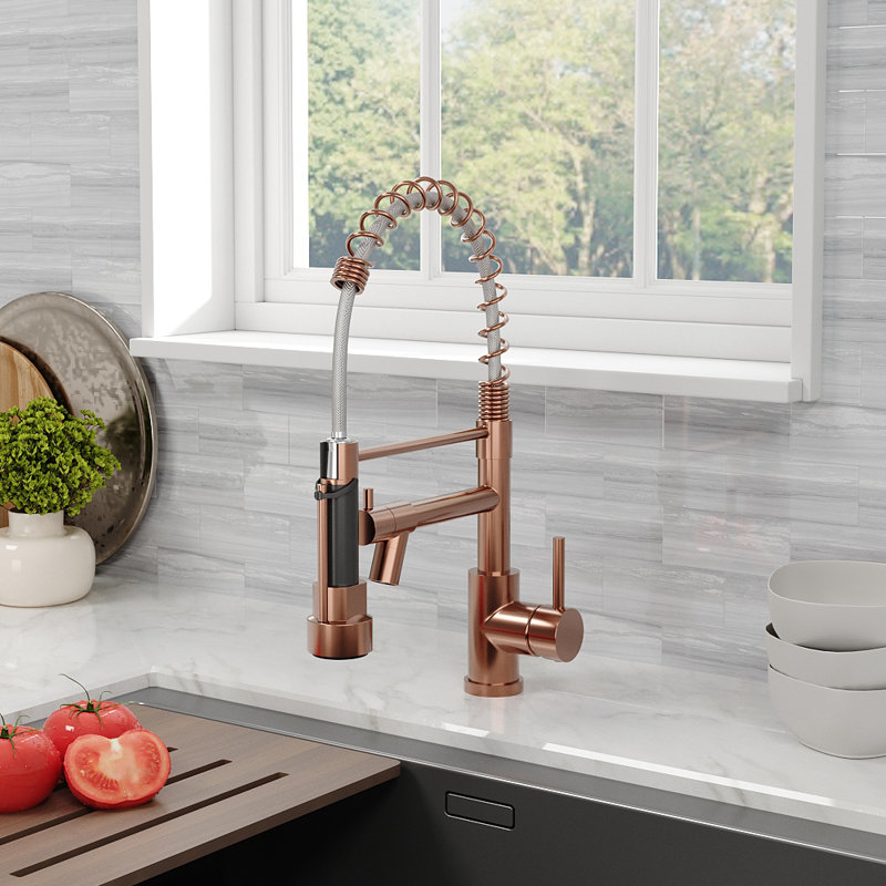 Belfry Kitchen Krokowski Pull Out Kitchen Faucet, Bronze