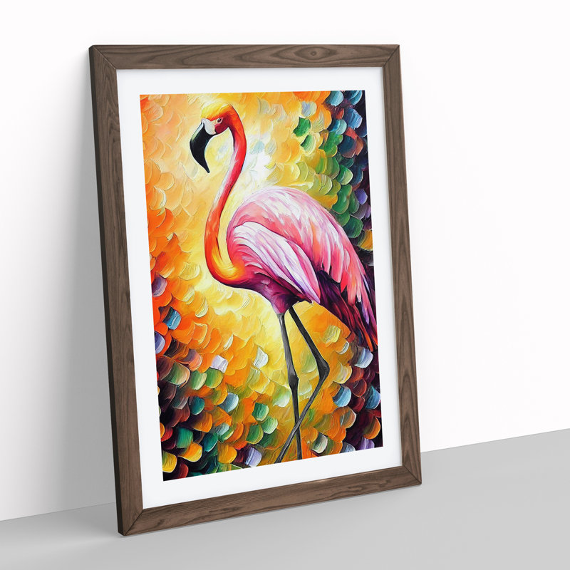 Flamingo Portrait No.2 - Framed Print, 64cm H x 46cm W, Brown