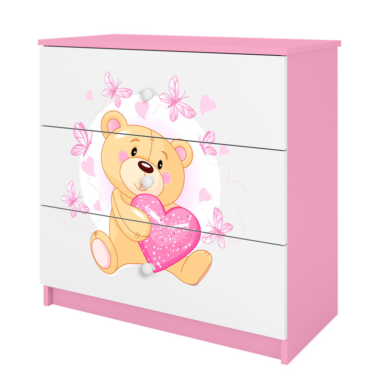 Cicero Kids 3 - Drawer Chest, Pink/White