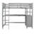 Gray Twin Size Loft Bed: Comfortable Sleeping And Studying Bed With Desk Drawers: Efficient Bedroom Layout-383774857