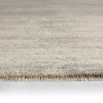 Jaipur Living Origin SAG12 Handknotted Solid White and Gray Runner Rug (3'x12')