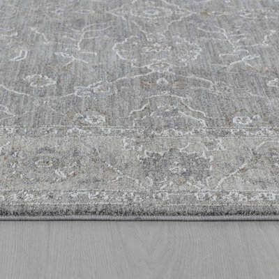 Tapis à médaillon floral bleu / gris 9 pi x 13 pi (9 pi 2 po x 12 pi 6 po) Safiya