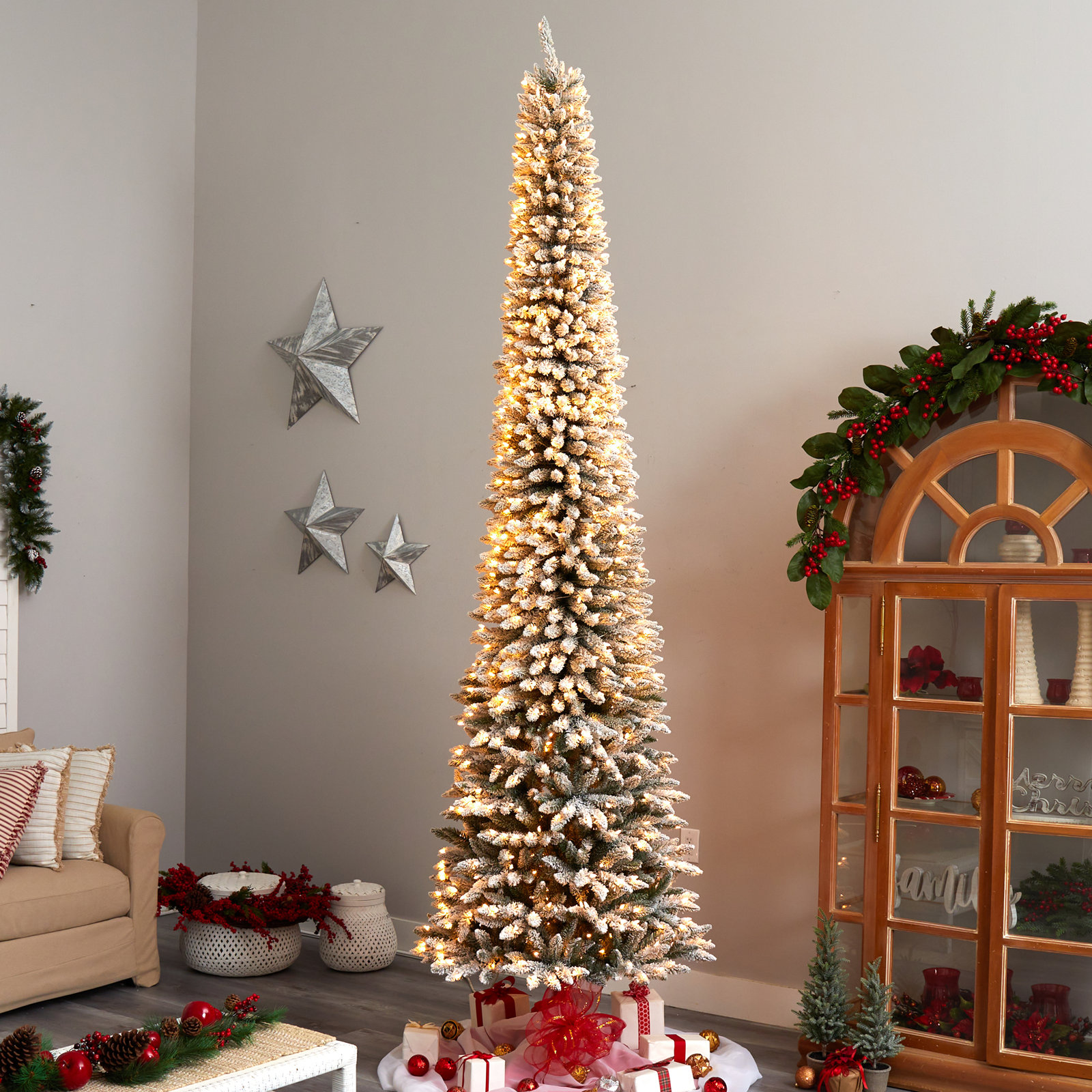 Lighted Artificial Christmas Tree, 11' H