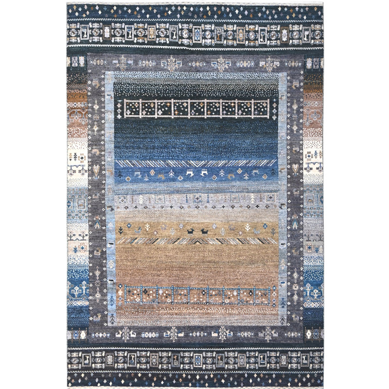 One-of-a-Kind Rectangle Wool Area Rug in Black