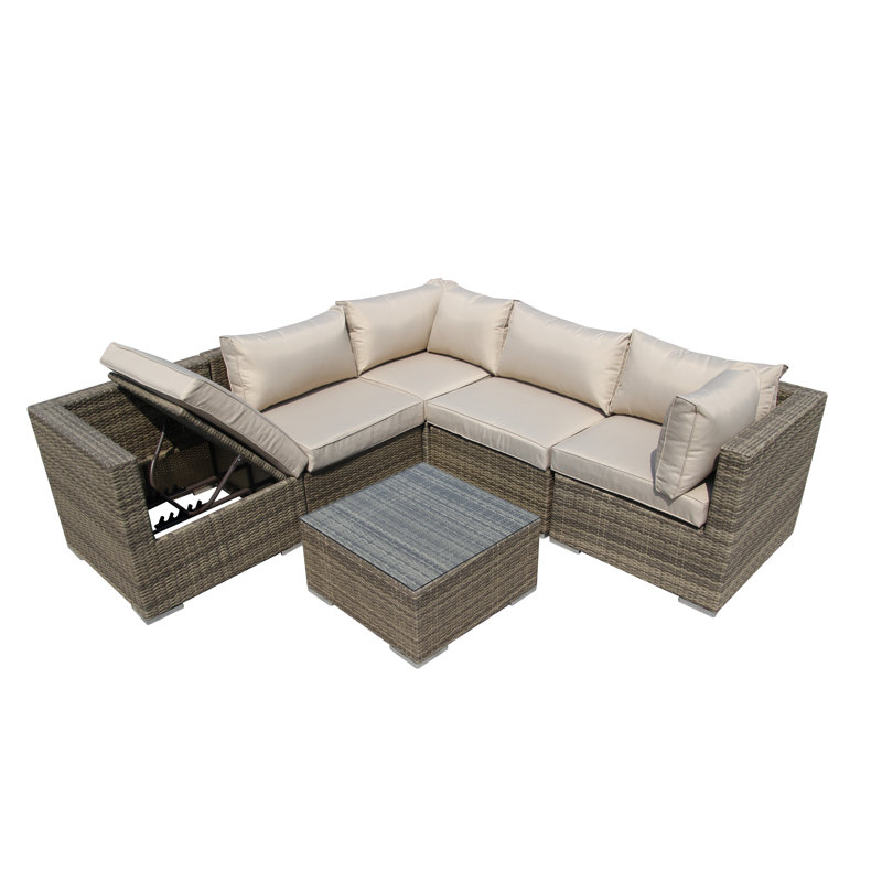 Trafecanty 5 Seater Rattan Sofa Set, Nature