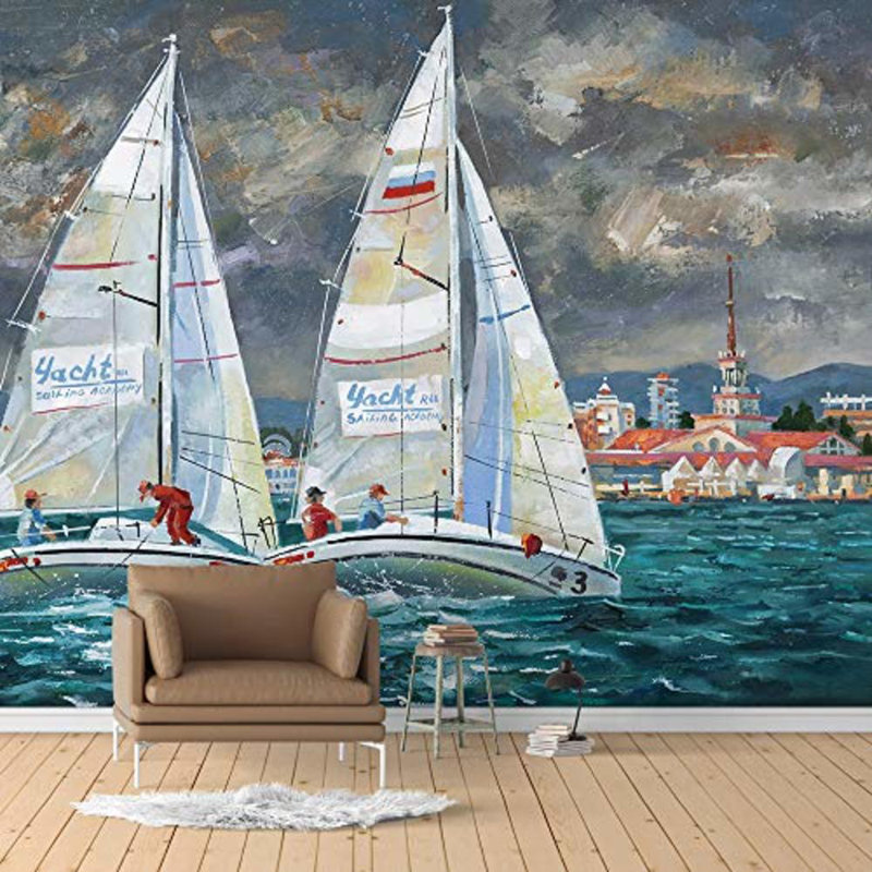 Magnifique voilier sur la mer, murale, L 100 po x l 144 po