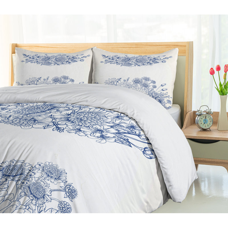 Traditional Polyester Floral Duvet Cover, King