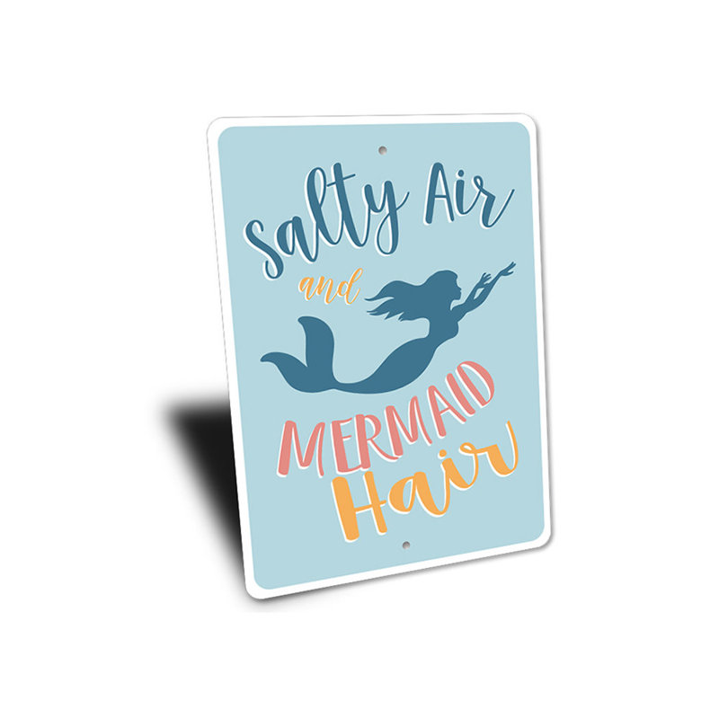 Plaque en aluminium sirène cheveux plage, H 14 po x l 10 po x P 0,04 po