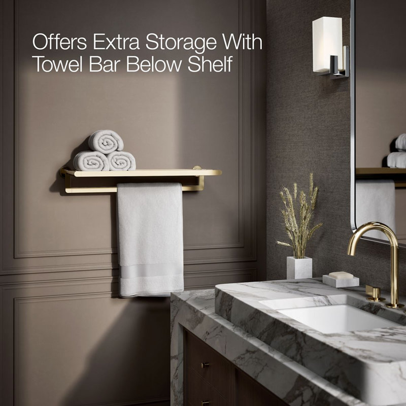 Hotelier Wall Mounted Towel Rack, French Gold