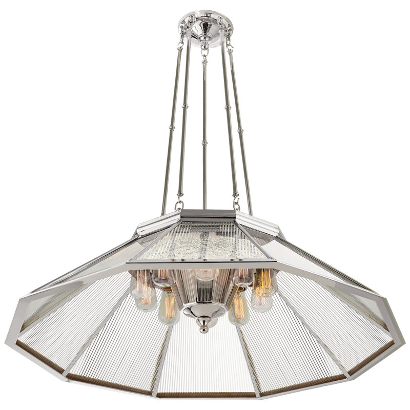 Rivington 10 - Light Chandelier, Clear Ribbed Glass, Polished Nickel