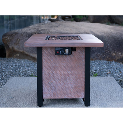 28" Square Patio Fire Heater Stove Cover Function, 50000Btu, Dark Pink, Fiberglass Iron, Heat-, Rust, American Traditional Look 25" H Fireplace Tabletop Maintenance, Heat , Rust-, Classic