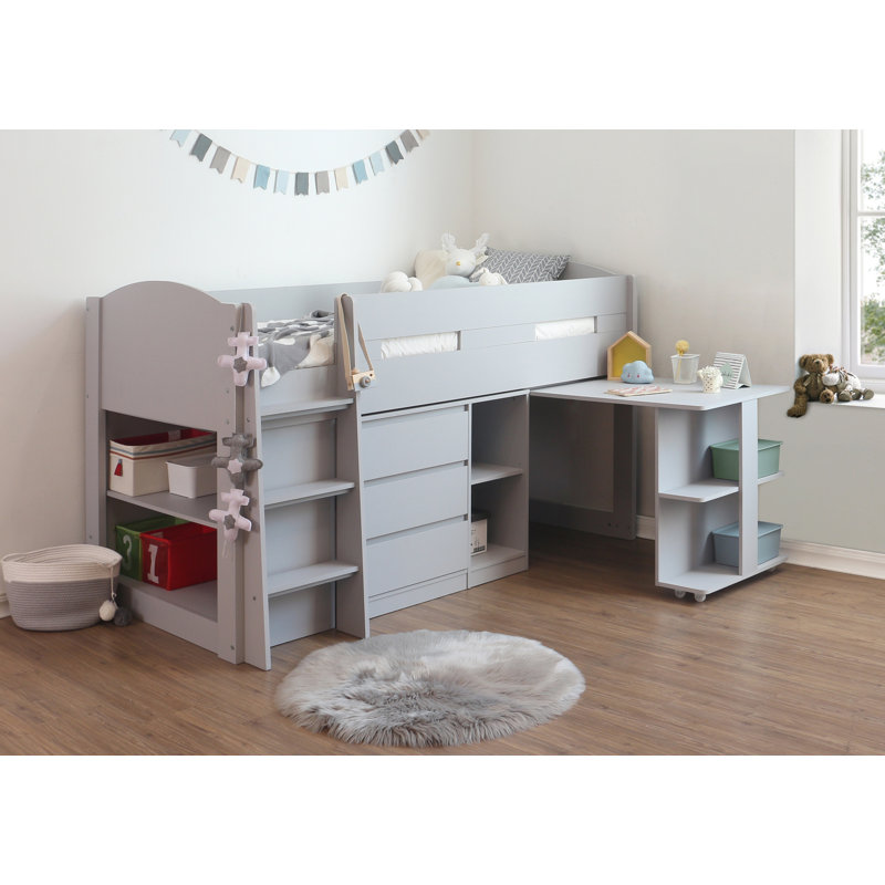 Aglandjia 90 X 190cm Mid Sleepers with Storage Included with Desk Included, Grey