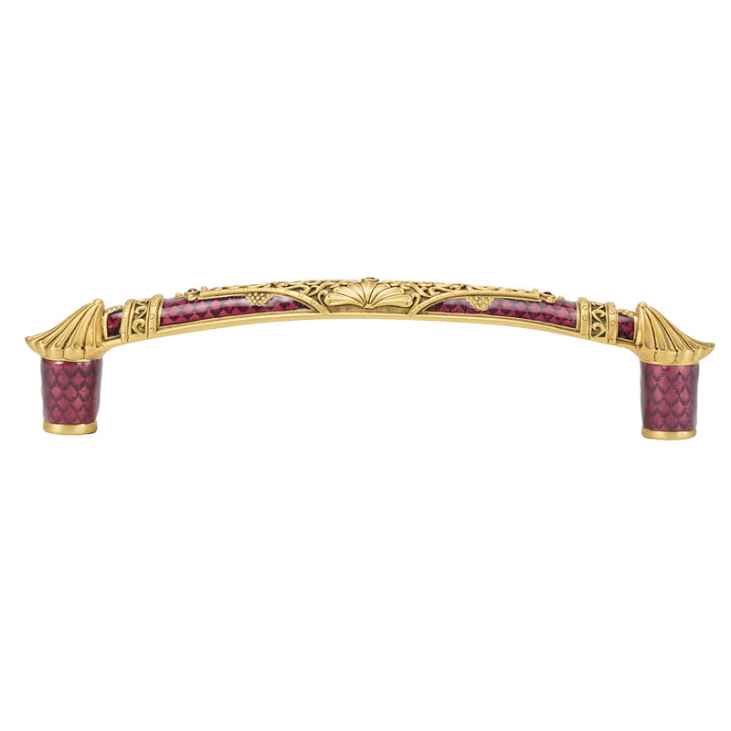 EDGAR BEREBI BRISTOL 5" CENTER TO CENTER PULL ENGLISH GARDEN ENAMEL; DECORATED WITH SIAM SWAROVSKI  CRYSTALS IN MUSEUM GOLD PLATE