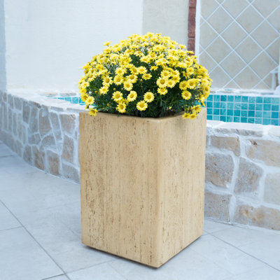 MGO Handmade Rectangle Planter Box, 19'.75'H, Travertine