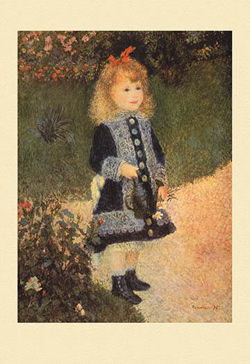 «A Girl with a Watering Can» par Renoir, reproduction d'art
