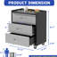 Armoire de rangement en métal à 3 tiroirs avec roulettes - Organisateur robuste pour garage, bureau, maison. Noir et gris L 30,33 po x P 17,01 po x H 34,89 po. Fabrication. 360 roues mobiles. Compartiments spacieux.