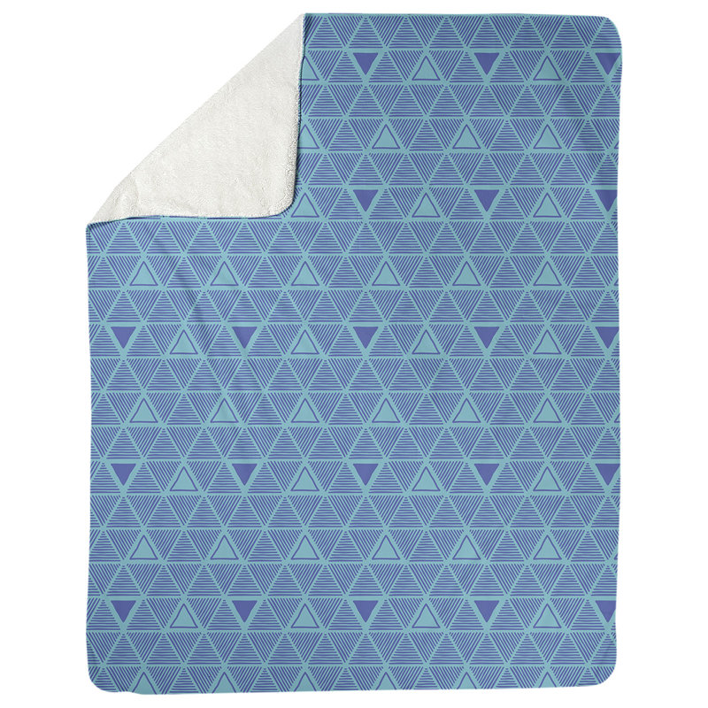 Couverture polairee triangles à la main, l 50 po x L 60 po, Sarcelle / Bleu