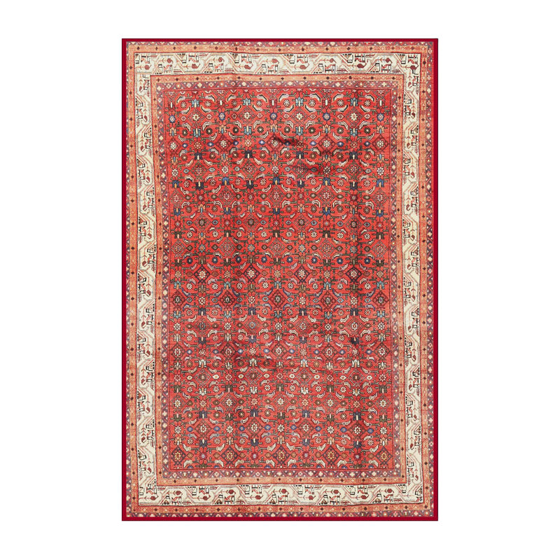 Tapis de style oriental rouge, Rectangle 5 pi x 7 pi