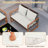 5 PCS PE Wicker Patio Furniture Set with Acacia Wood Frame Cushions for Deck Garden Mix Brown + Off-White