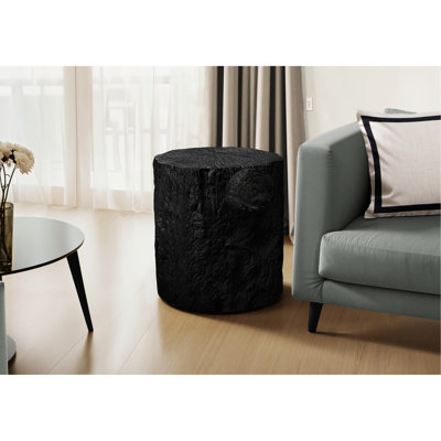Table d'appoint ronde noire, 25 po, idéale pour les espaces intérieurs et extérieurs, conception moderne, fabrication en oxyde de magnésium, sans assemblage, plateau lisse, L 22,83 po x l 25,44 po, limite de poids de 30 lb, utilisation de tambour
