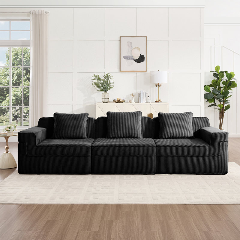 Canapé modulaire à compression Boneless, canapé modulaire Cloud avec assise profonde et canapé modulaire moderne, Noir