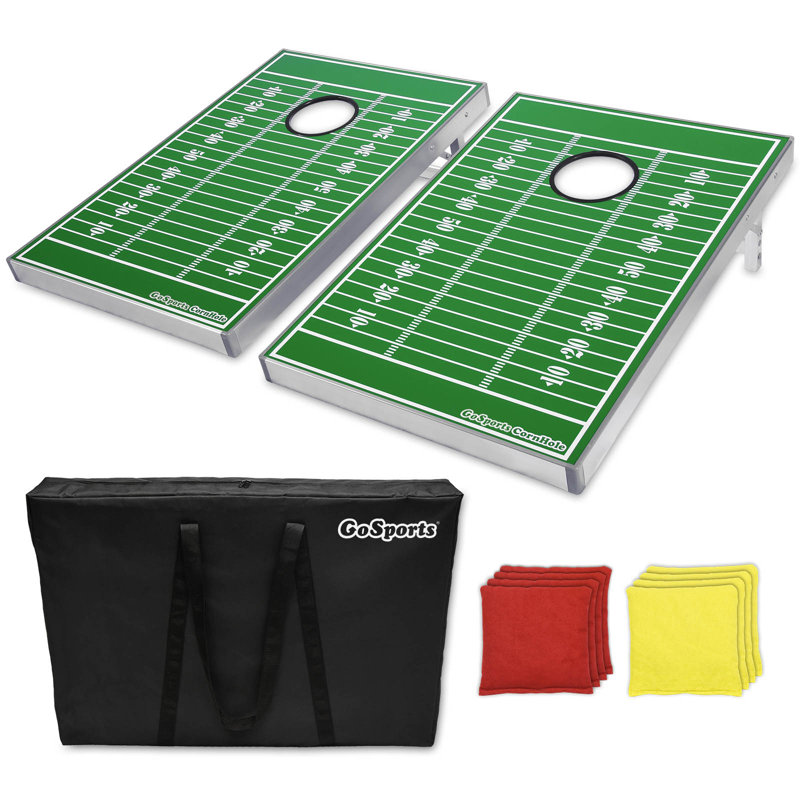 GoSports Green Aluminum Frame Football Cornhole Set with Bean Bags