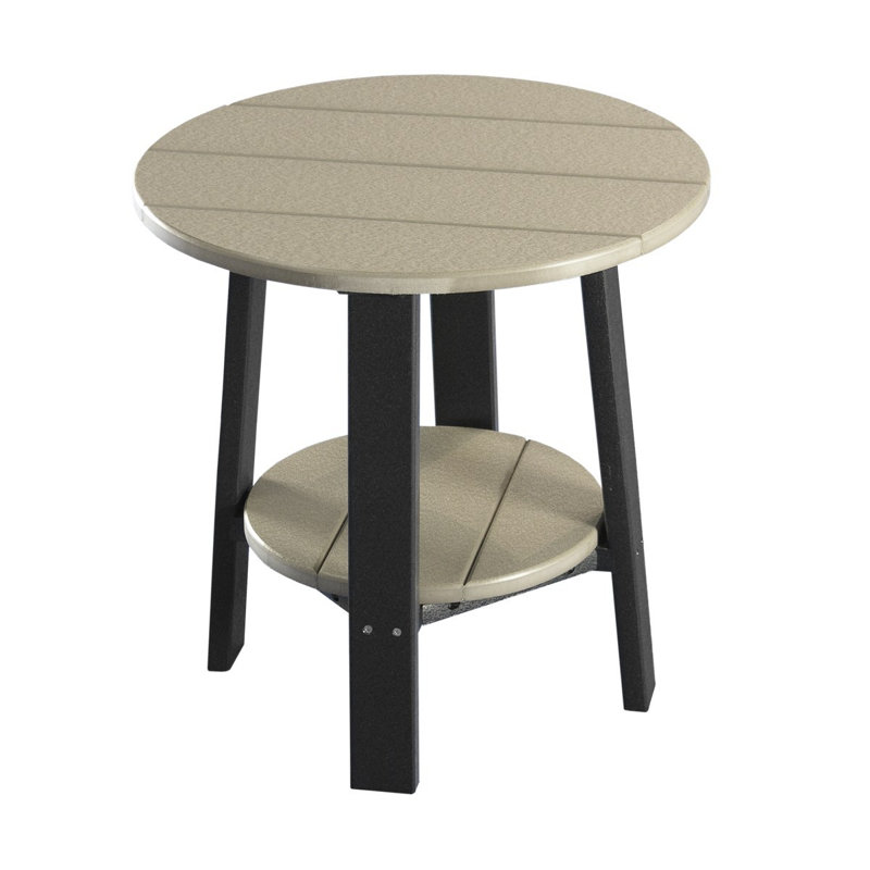 Table d’appoint en plastique Azhineh, Noir, Bois vieilli