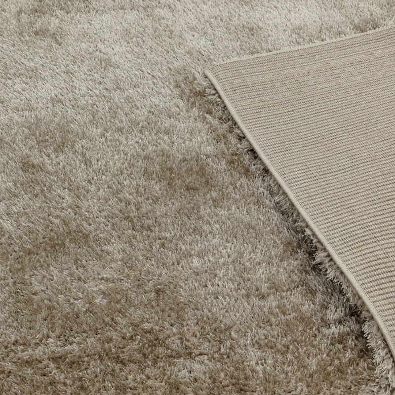 Natonia Shiny Shaggy Mink Brown Area Rug, Rectangle 120 x 170cm