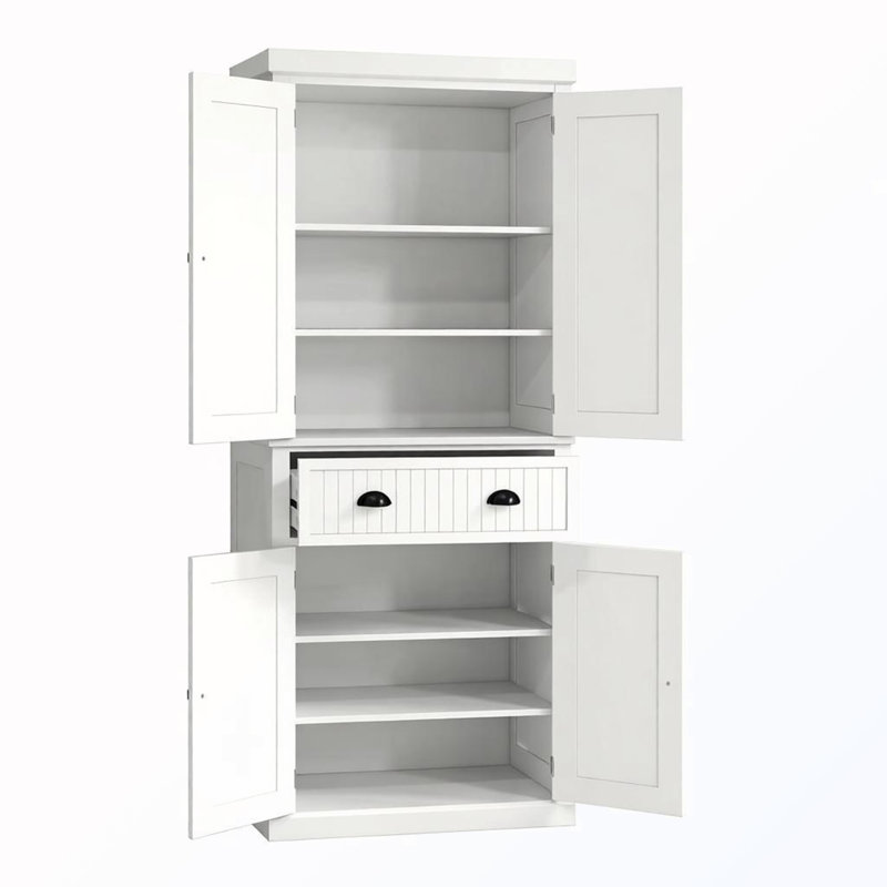 Garde-manger autoportant avec tablettes réglables, Blanc
