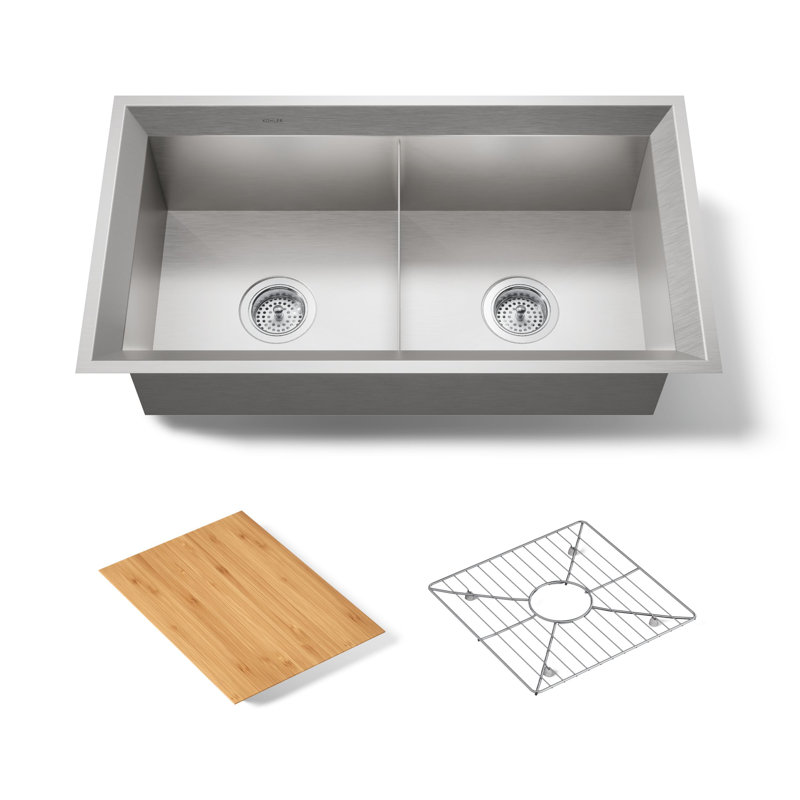 Ã‰vier de cuisine encastrÃ© Poise (83,8 cm x 45,7 cm x 24,1 cm) avec planche Ã  dÃ©couper et support pour la cuve infÃ©rieure