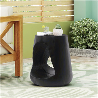 MGO Hollow Side Table With Wood-Like Texture,  Stable And Versatile For Indoor And Outdoor Use