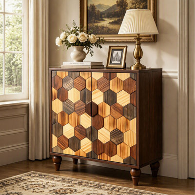 Meuble d'appoint moderne de 77 cm (30,31 pouces) avec motif alvéolé pour le rangement du salon et de la salle à manger