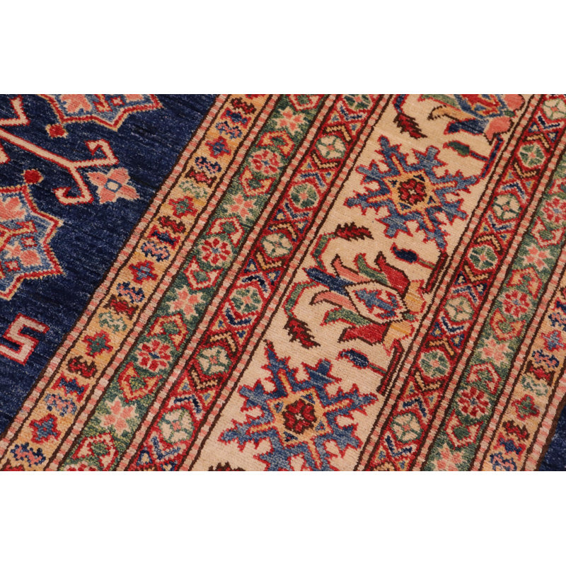 Bohemian Gioni Izabelle Blue/Beige Wool Rug - 7'10'' X 10'1''