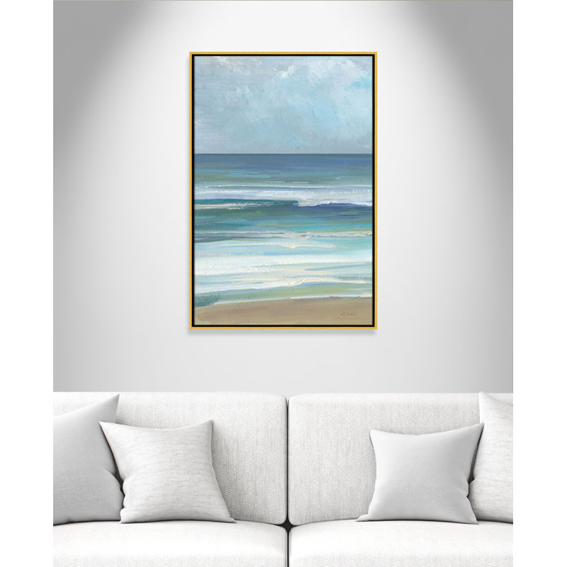 «Gentle Waves I Print» par Sally Swatland, L 25,5 po x H 37,5 po, Flotteur doré