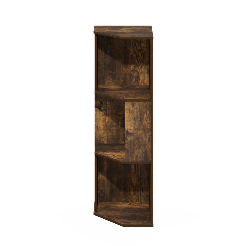Sharee 3-Tier Freestanding Corner Shelf Bookcase, Bookshelf,, Amber Pine
