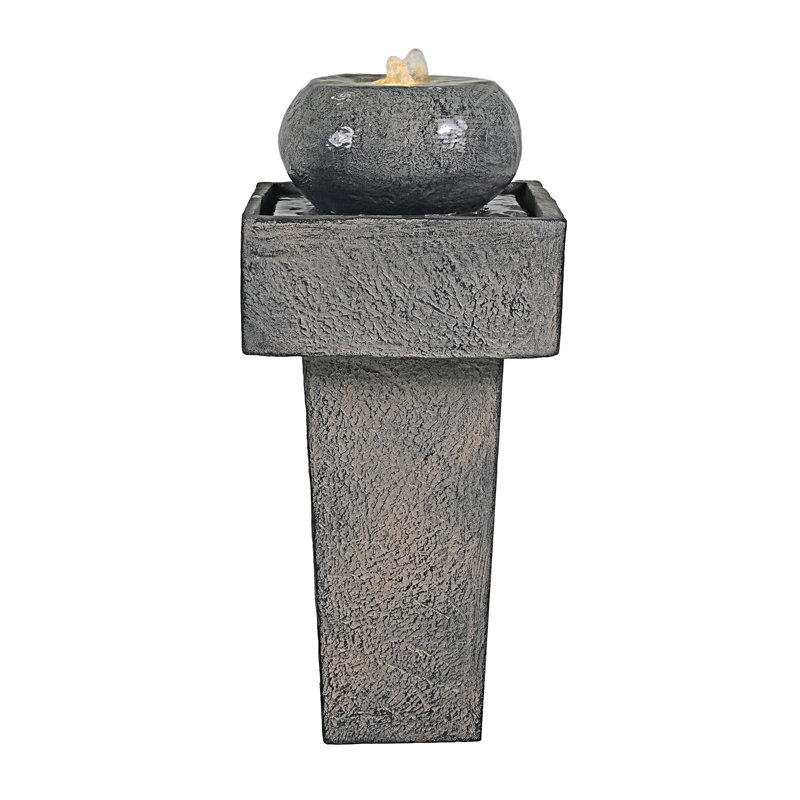 Minimalist Concrete Column Fountain–LED-Lit  Outdoor Oasis