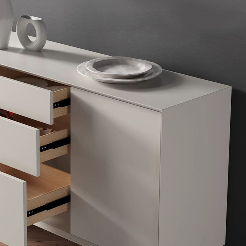 Nordic Minimalist Style Sideboard, Light Gray, 31.49" H x 62.99" W x 15.75" D