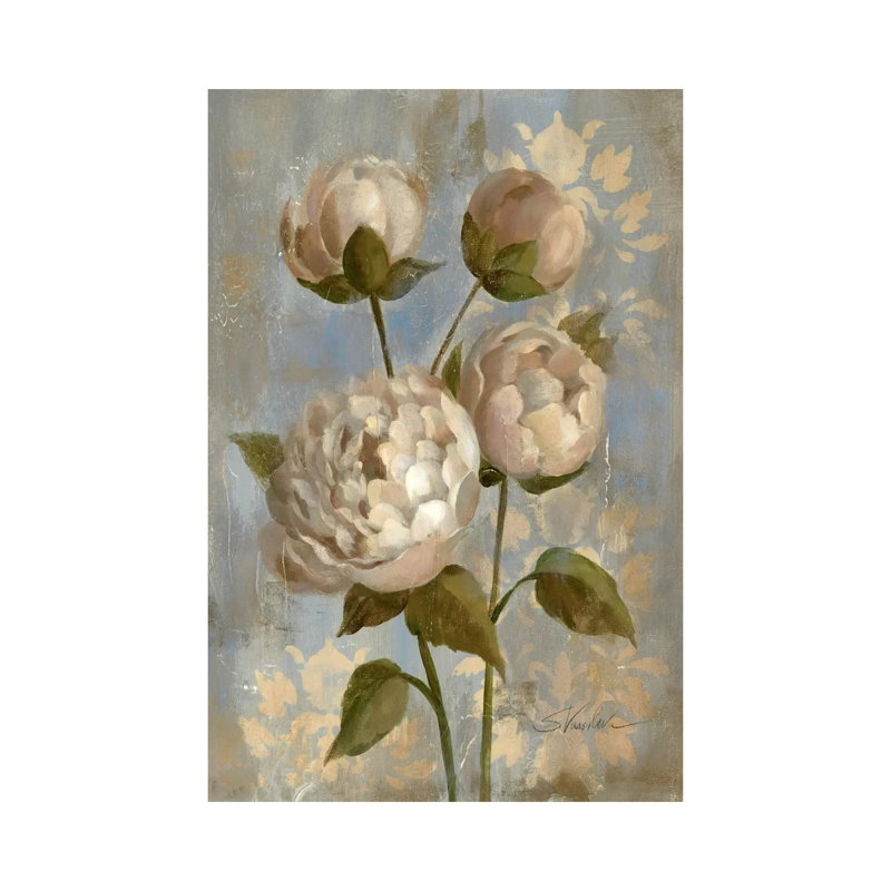 Peony On Soft Blue by Silvia Vassileva - Gallery-Wrapped Canvas Giclée on Canvas, Wrapped Canvas, 20.32 cm H x 30.48 cm W