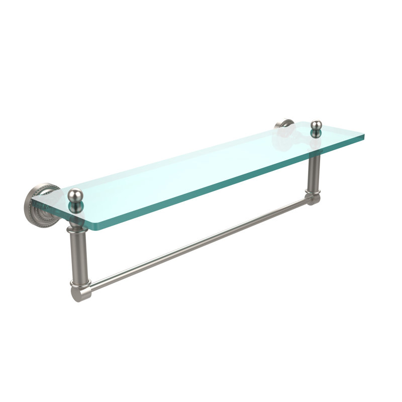 Marchmont Bracket Shelf with Towel Bar, 16", Unlacquered Brass