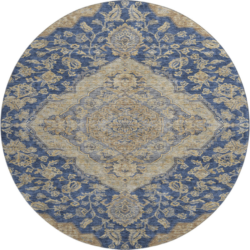 Premium Machine Washable Gurubaksh AMF1151 Global Rug, Round 8'