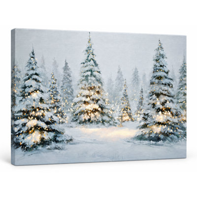 Twilight Lights in Winter Grove Wrapped Canvas Wall Art