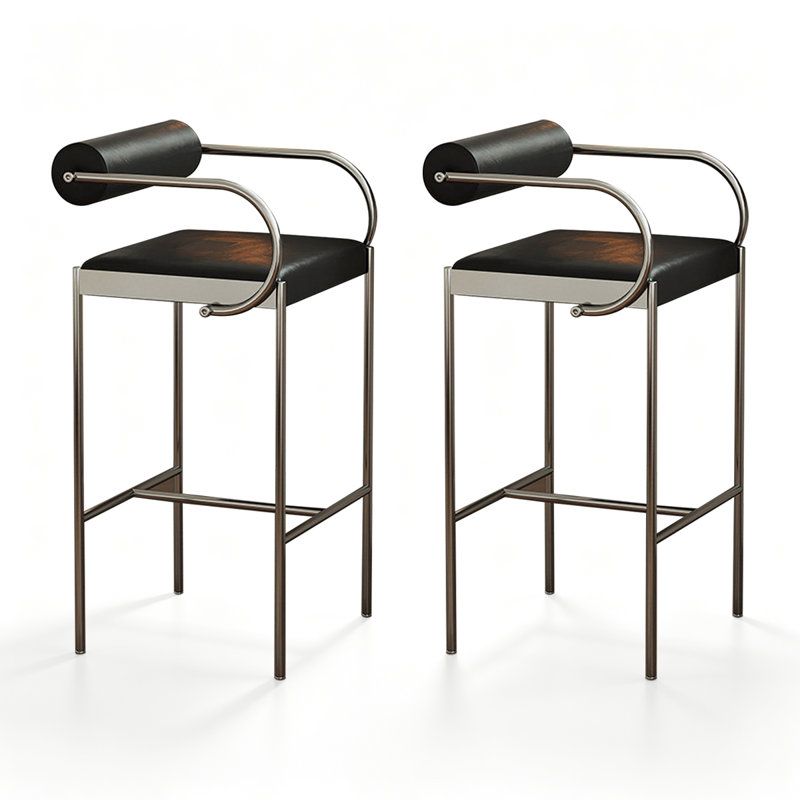 Chaise d'appoint noire à dossier bas (ensemble de 2), 2, 25.59"