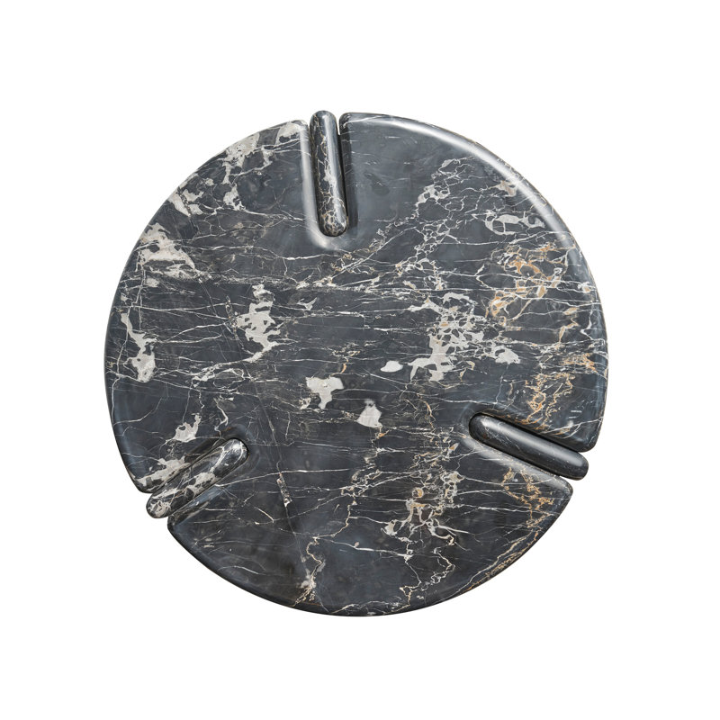Black Golden Porter Marble Round End Table