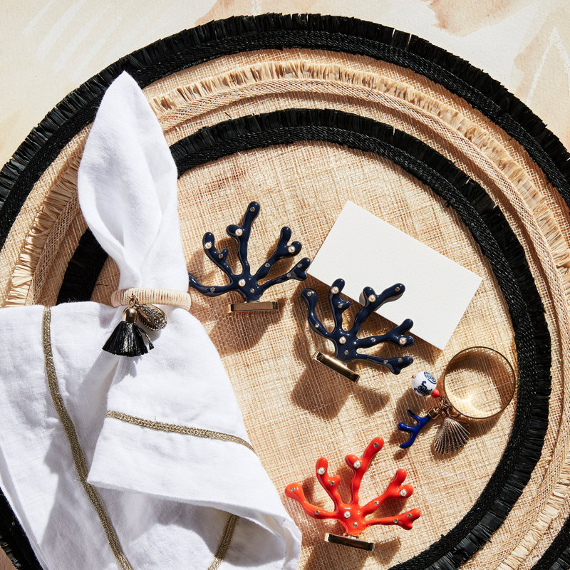 100% Abaca Round Placemats, Black