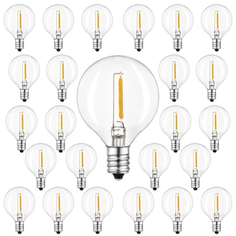 25-Pieces Clear G40 Globe LED Light Bulbs Shatterproof 2700K (5 Watt Equivalent)