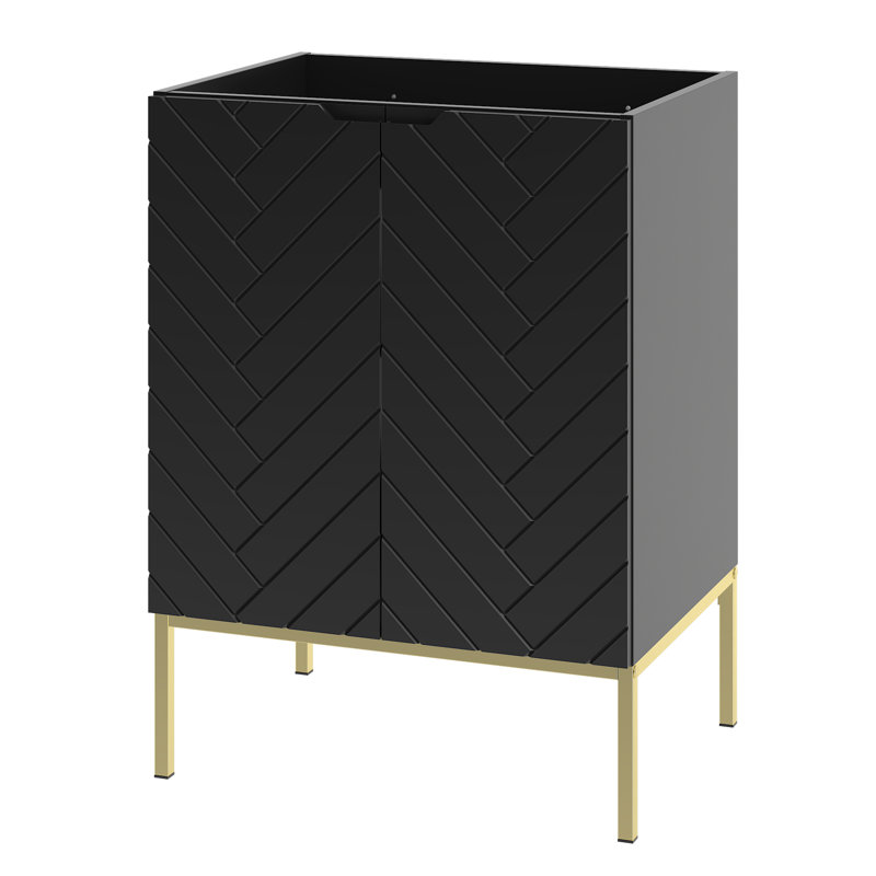 Rigdel Washbasin Cabinet 60, Black/Gold