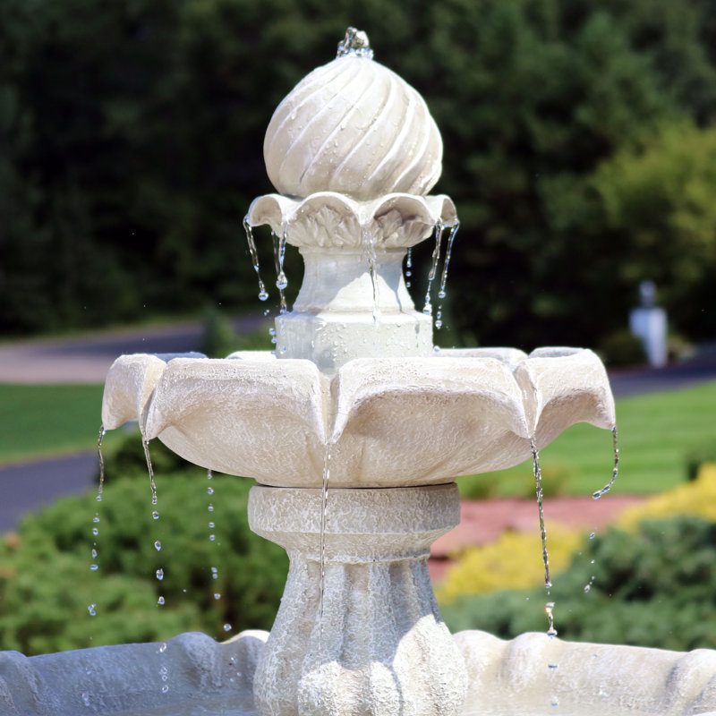 Malpelo Traditional Resin Solar Water Fountain with Battery, White