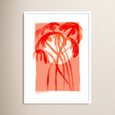 Palms At Sunset by Treechild Wood Framed Wall Art Print