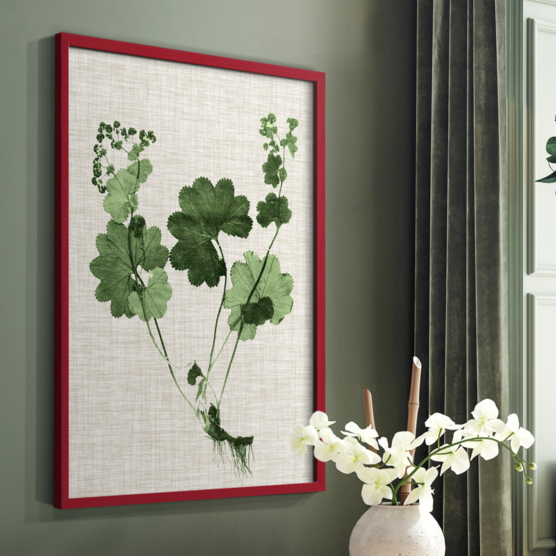 «Forest Foliage on Linen I», reproduction encadrée - bois massif, Rouge, H 10 po x l 8 po