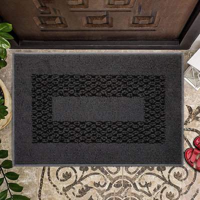 Home Decor Luxury Non-Slip Rubber Backing Safety Soft Runner Area Carpet Floor Area Rug Indoor Interior Accent Decorative Mat, Charcoal Grey Colour Diamond Design, 20 x 32 Inch